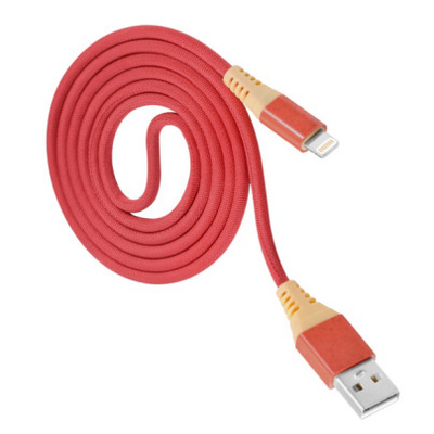 फ़ोन के लिए उच्च सुरक्षा MFi प्रमाणित USB केबल 5V 2.4A लाल रंग